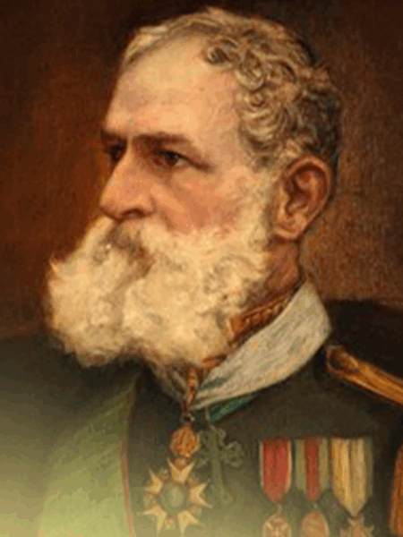 Retrato de Marechal Deodoro da Fonseca, líder na Proclamação da República do Brasil, símbolo do feriado nacional comemorado na data.