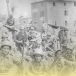 Soldados da Força Expedicionária Brasileira (FEB) durante a campanha da Itália na Segunda Guerra Mundial, na região de Monte Castelo.